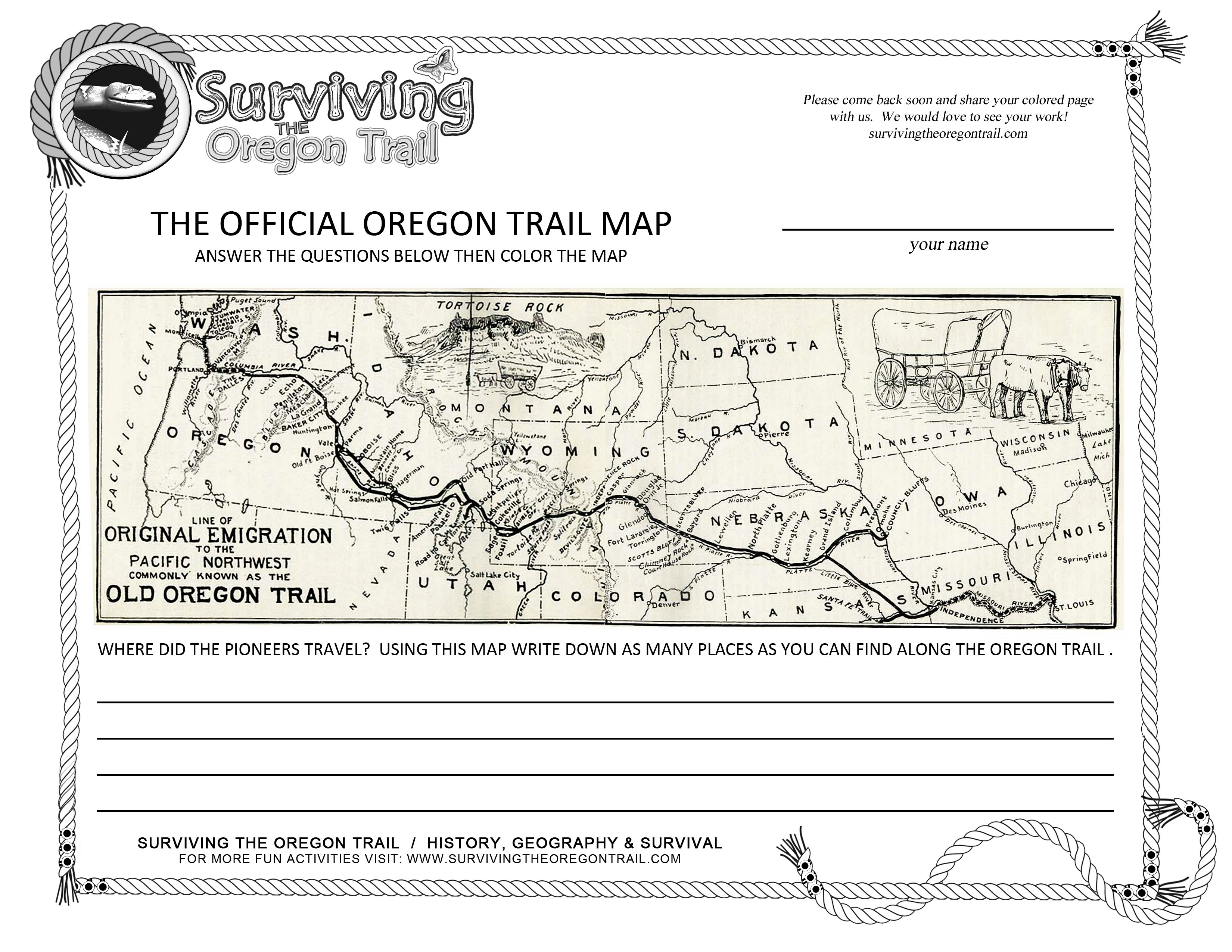 The Actual, The Original Oregon Trail Map! Surviving the Oregon Trail