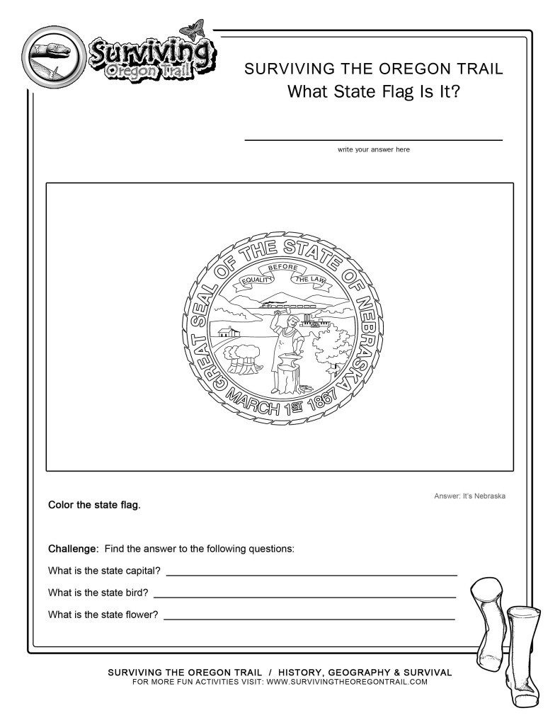 Coloring Page State Flag Nebraska Printable Worksheet Surviving the Oregon Trail