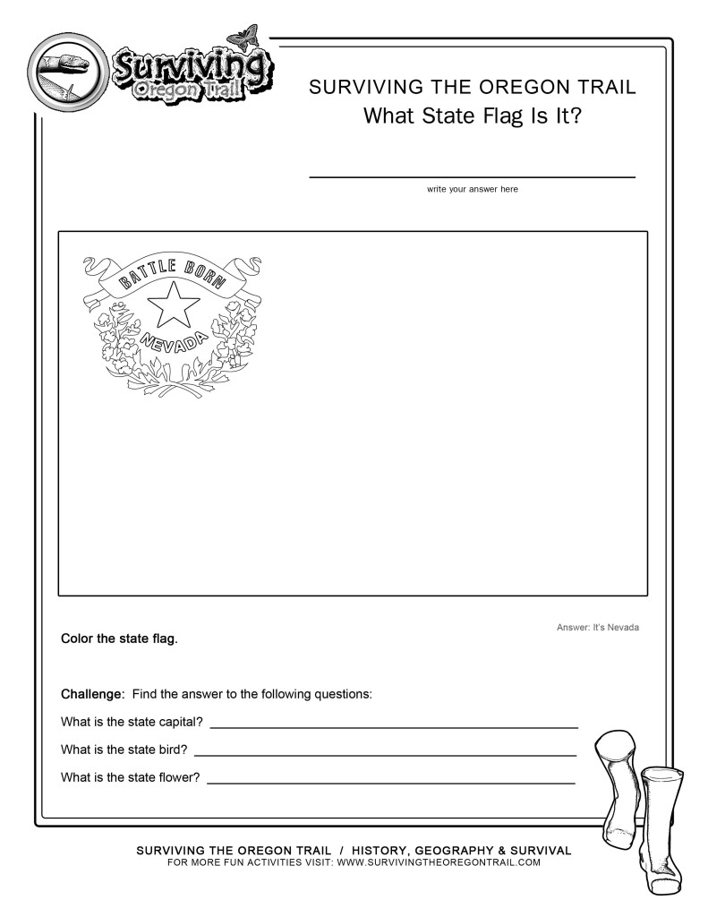 Coloring Page State Flag Nevada Printable Worksheet Surviving the Oregon Trail