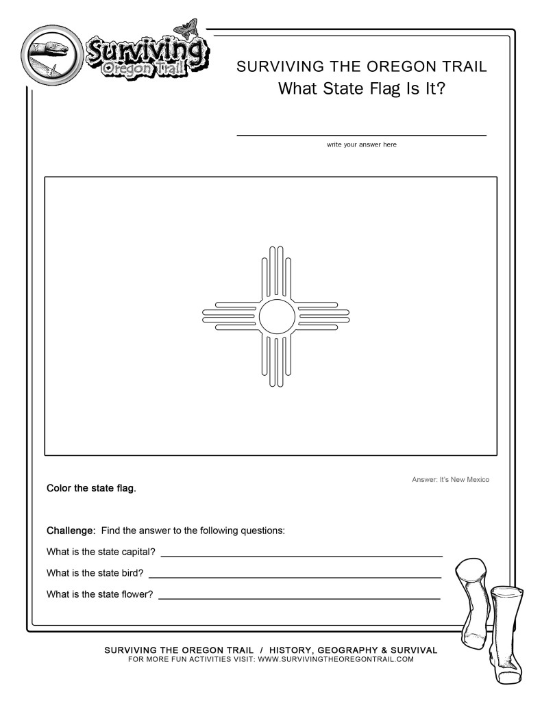 Coloring Page State Flag New Mexico Printable Worksheet Surviving the Oregon Trail
